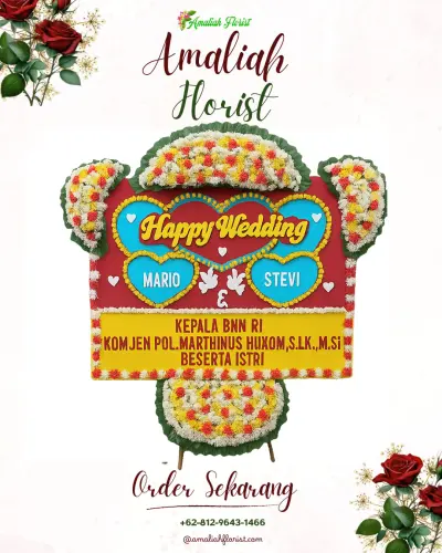 Karangan Papan Bunga Pernikahan di Sukamenanti Baru
